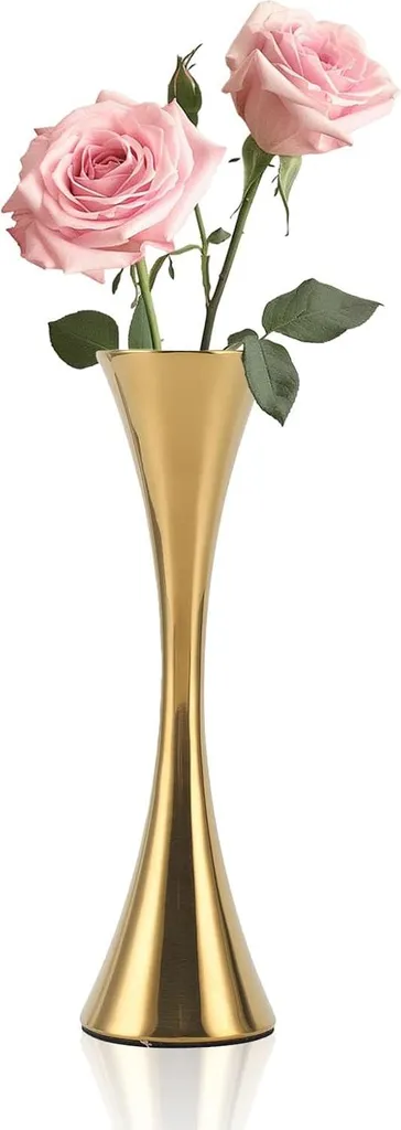 Vase décoratif design en métal doré pour compositions séchées - 20cm
