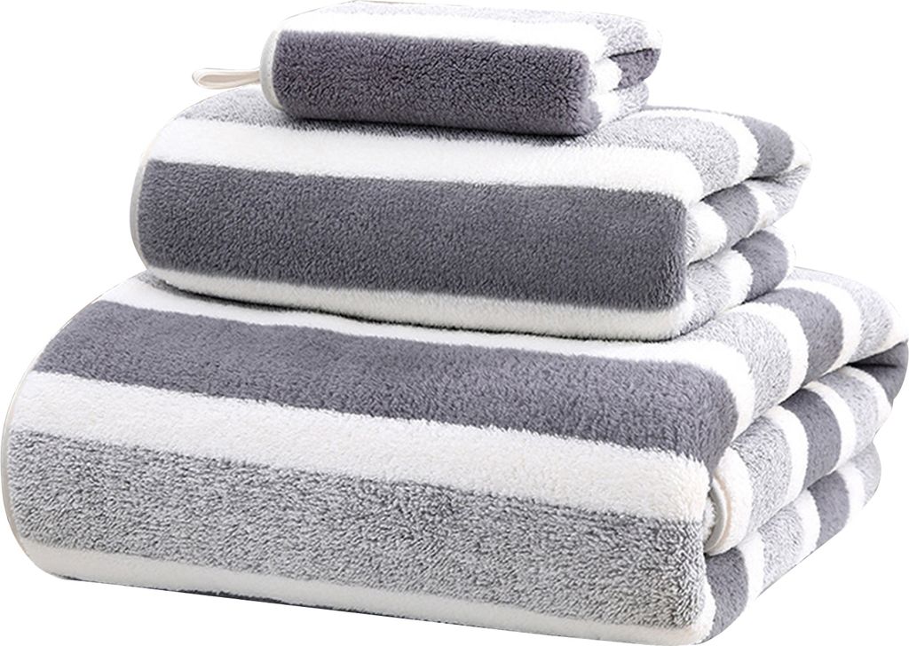 3-teiliges Handtuchset, bestehend aus 12 Badetüchern und 1 Handtuch in verschiedenen Größen, Korallenvlies, sehr saugfähig, schrumpffrei, für ...