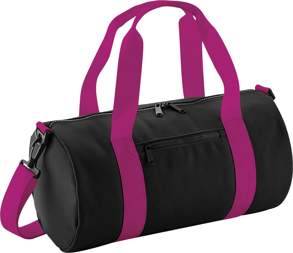 Bagbase Mini Barrel Sporttasche BC3662 (Einheitsgröße) (Schwarz/Fuchsia)