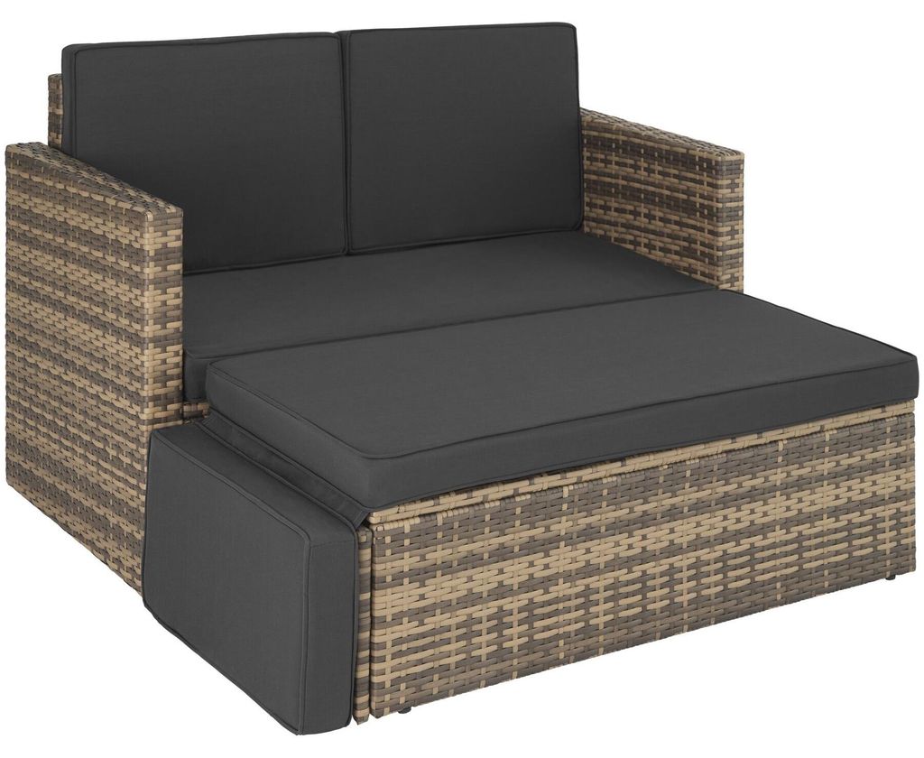 tectake Rattan Lounge Korfu UV-beständig Polyrattan Nature Produktbild 