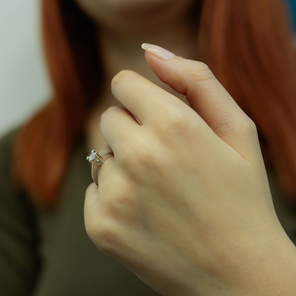 0,26 Carat Diamant Solitär Ring Meisterwerk 14 Karat Weißgold