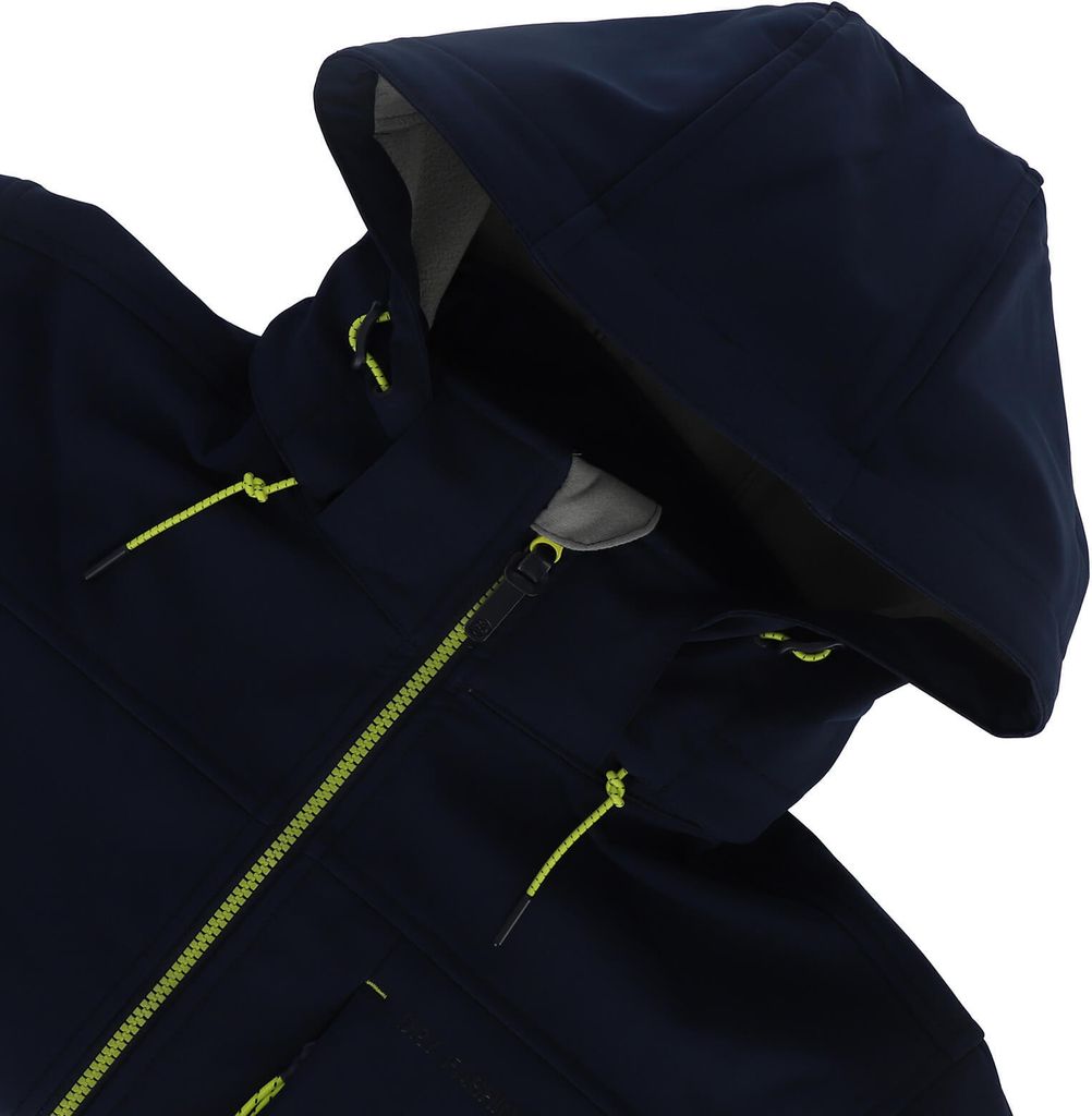 Dry Fashion Herren Softshelljacke Amrum mit Fleece-Innenfutter - Atmungsaktive Jacke mit abnehmbarer Kapuze in Schwarz Größe 5XL