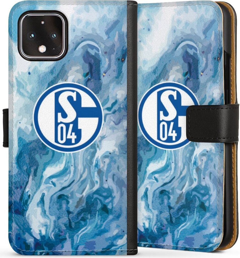 DeinDesign Klapphülle für Google Pixel 4 Handytasche Lederhülle Tasche FC Schalke 04 Fanartikel Logo