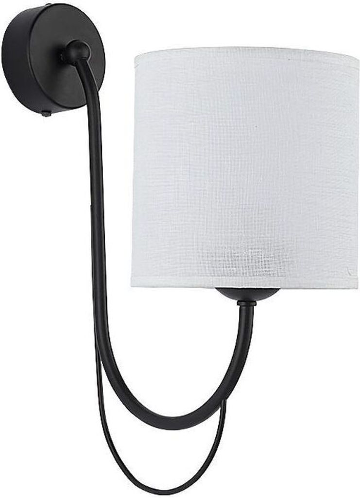 Wandlampe Schwarz Weiß Stoffschirm Klassisch wohnlich SALNIO Wandleuchte Schlafzimmerlampe