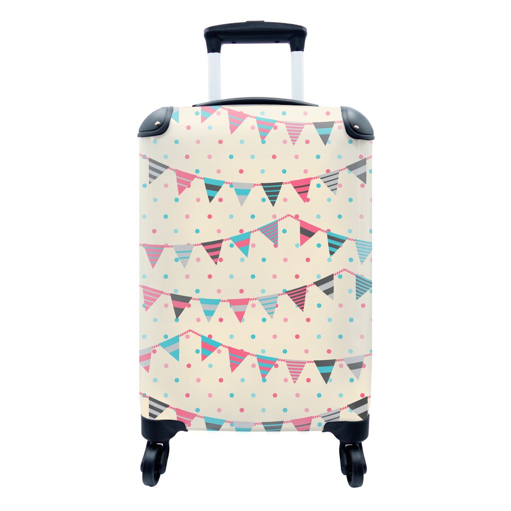 MuchoWow Koffer Handgepäck Trolley Rollkoffer Kleine Reisekoffer mit 4 Rollen - Girlanden - Muster - Pastell - Cabin Size < 55x40x23 cm & 55x40x...