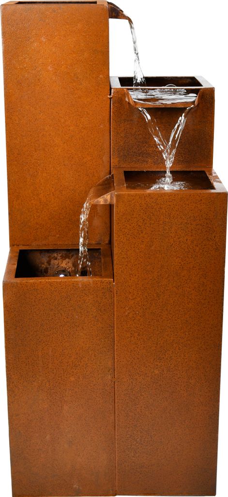 Köhko Springbrunnen Ribero-XL aus Corstenstahl mit LED-Beleuchtung Wasserspiele für Outdoor + Indoor Gartenbrunnen Zimmerbrunnen 32006XL H 90 cm ...