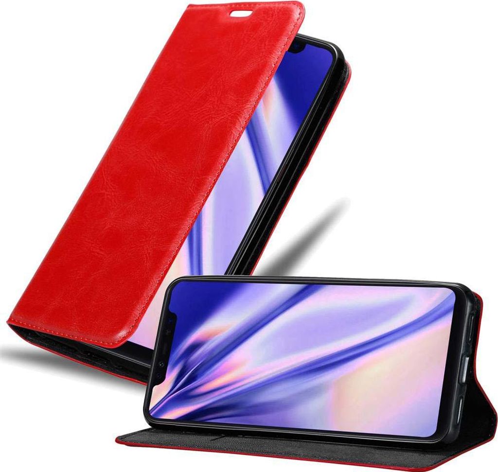 Cadorabo Hülle für Xiaomi Mi 8 PRO Schutz Hülle in Rot Handyhülle Etui Case Cover Magnetverschluss