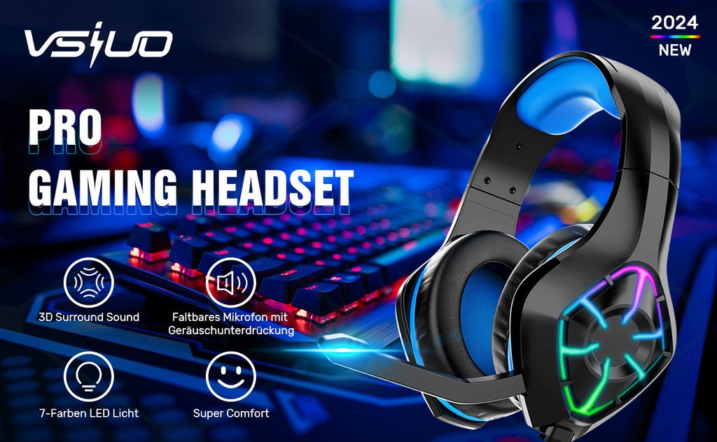 7MAGIC Gaming-Headset für PS4, PS5 PC, Xbox One, iPod, Produktbild 13