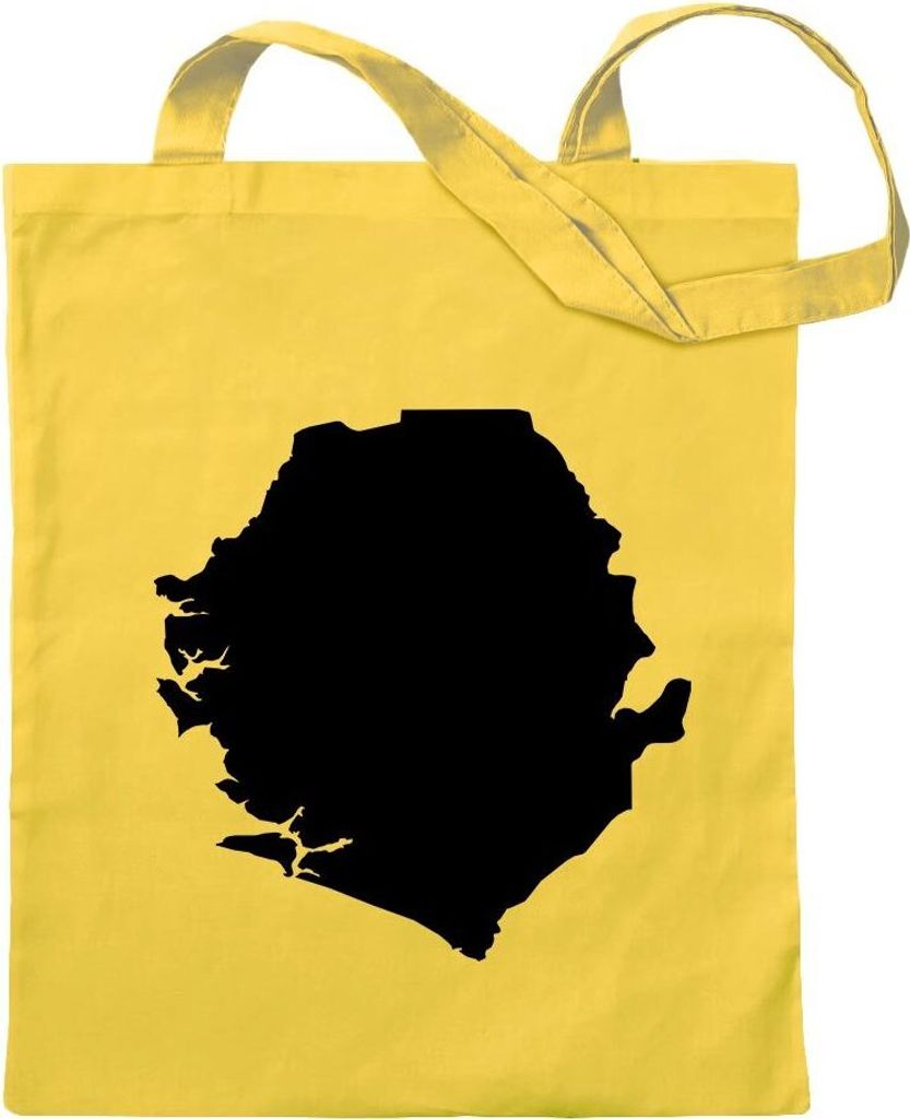 Kiwistar - Baumwolltasche - gelb - Sierra Leone Umriss Kontur - Tragetasche Stoffbeutel Umhängetasche Langer Henkel