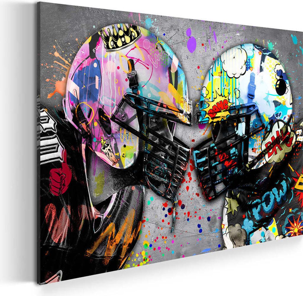 Football Helme Graffiti Rugby Wandbild Leinwandbild Pop Art XL Wanddeko: 120x80x2cm