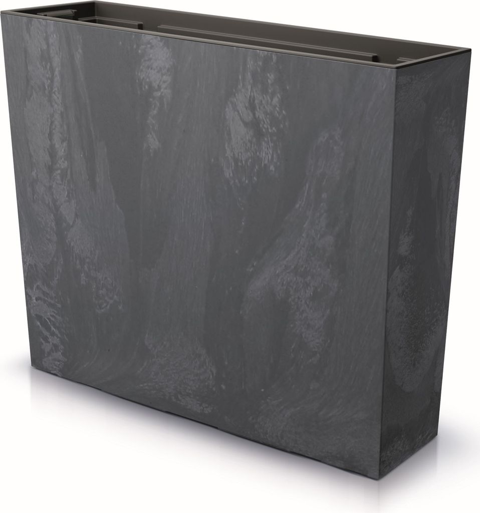 A rectangular planter with a stone-like texture.
