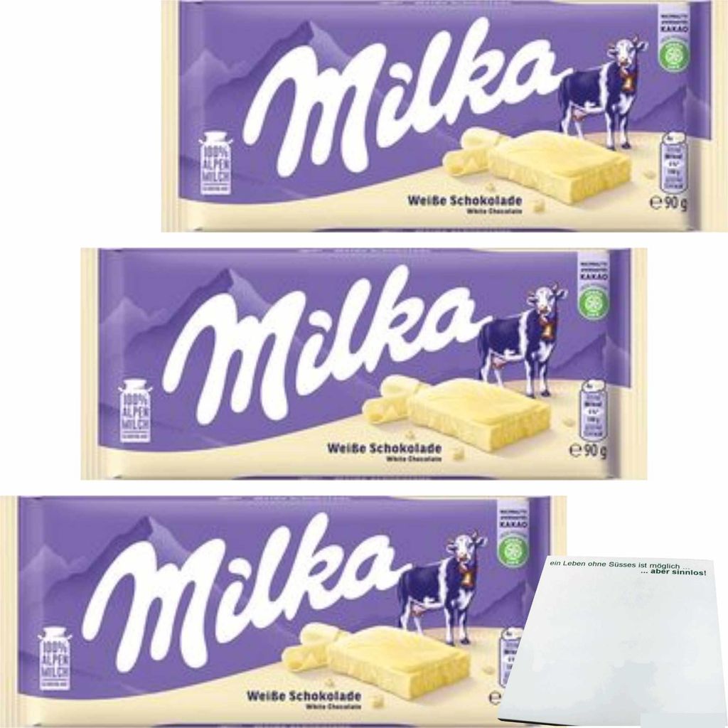 Milka Weisse 3er Pack (3x90g Tafel) + usy Block
