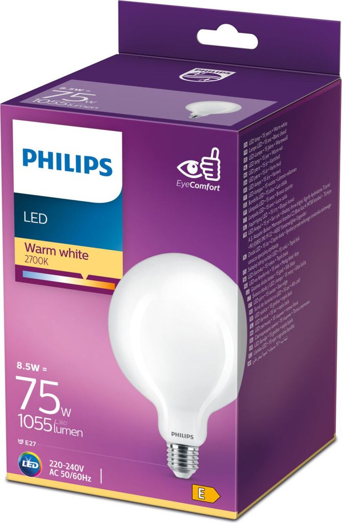 Philips Matná žárovka s tradičním vzhledem 75 W G120 E27, Obrázek produktu 