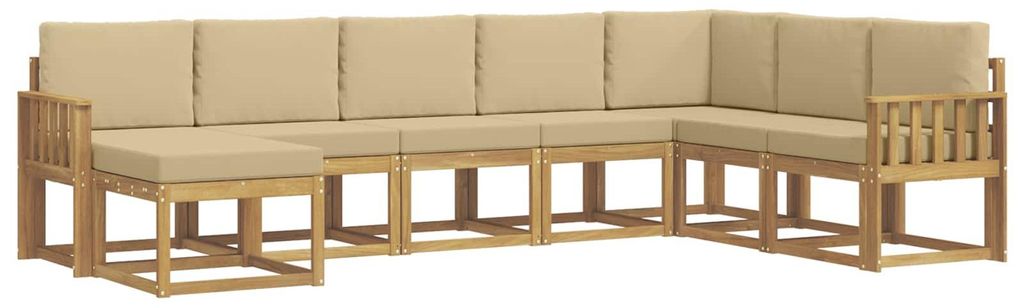 vidaXL Outdoor-Sofagarnitur mit Kissen 8 pcs Weiß und Beige