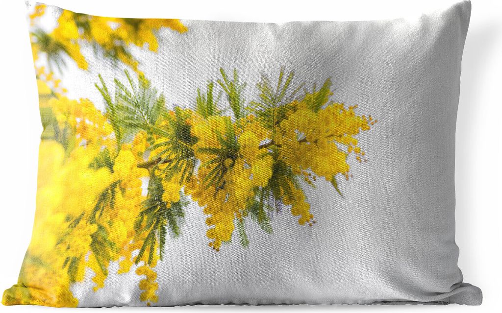MuchoWow Outdoor Kissen - Gelbe Mimosenpflanze - 50x30 cm - Wetterfest - Lounge Kissen - Sofa kissen - Wohnzimmer Dekoration