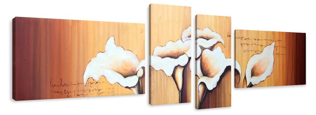 6704 Calla Blüten Leinwandbild 4-teilig 145x30 cm