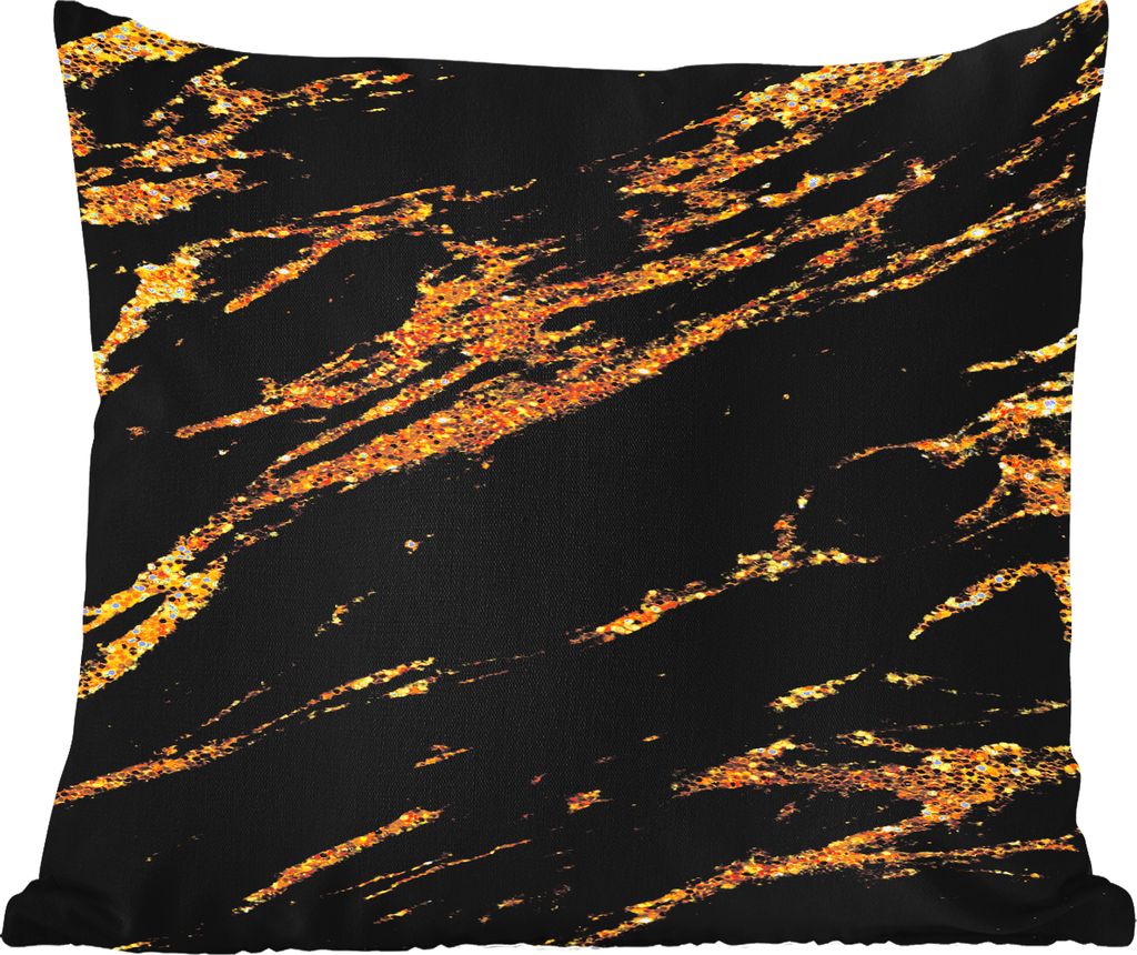 MuchoWow Outdoor Kissen - Marmor - Schwarz - Gold - 45x45 cm - Wetterfest - Lounge Kissen - Fotokissen - Dekoratives Kissen