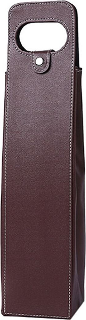 Geschenktasche aus Kunstleder mit r Optik | Weintasche mit Verschluss für Einzelflasche | wiederverwendbare Geschenktüte | Weinbeutel Dunkelbraun...