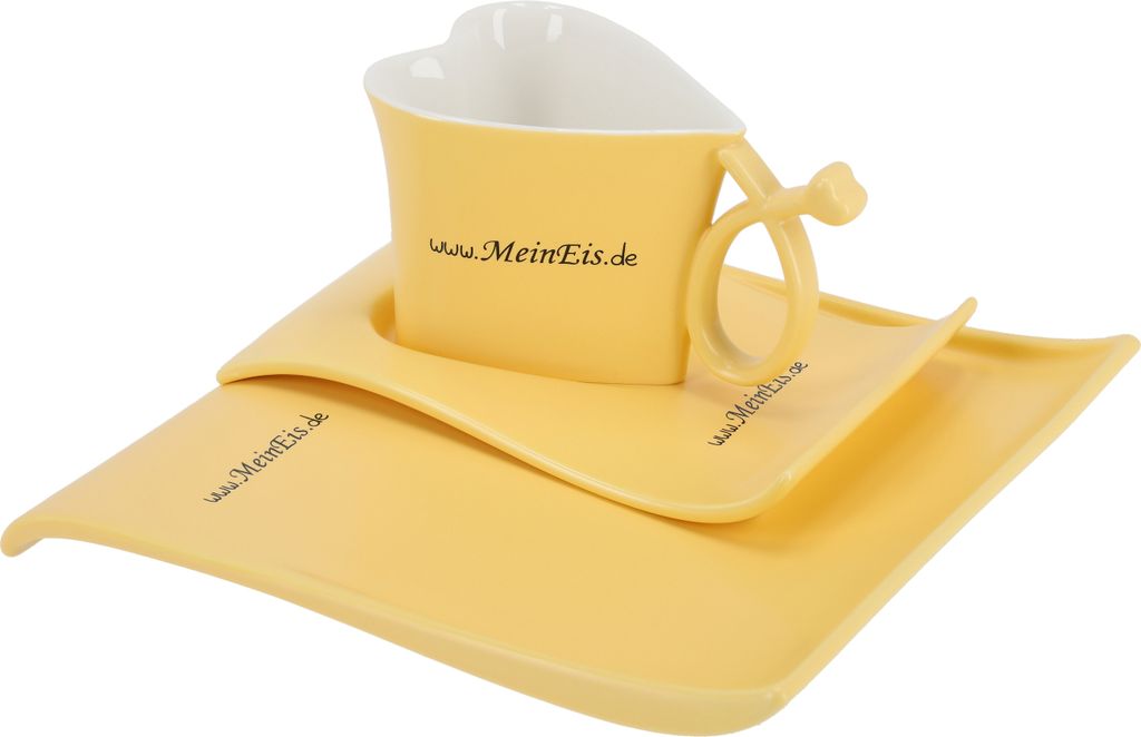 TIBU Tasse und Untertasse Set Herzform Beige Keramik Kuchenteller Dessertteller Kaffee Tee kreatives Geschenk Valentinstag Geburtstag (200ml)
