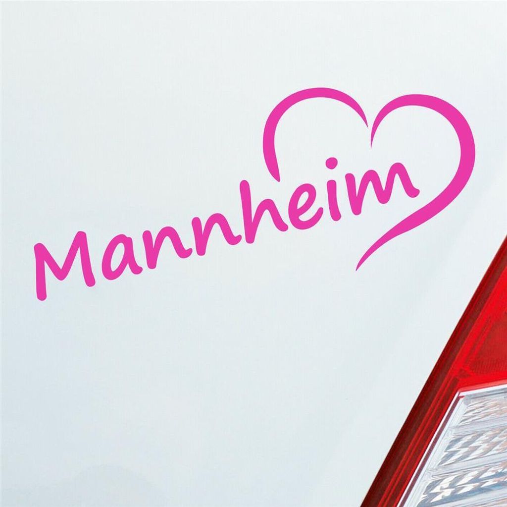 Auto Aufkleber Mannheim Herz Heart Stadt City Liebe Love 20x8 cm Pink Sticker Heckscheibenaufkleber