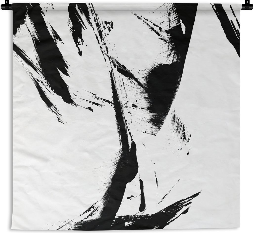 MuchoWow Wandteppich Wandbehang Farbe - Schwarz - Abstrakt 120x120 cm Tapisserie Dekoration Wandtuch - Modern - Baumwollgewebe