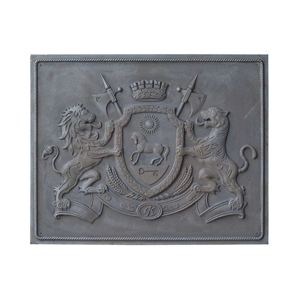 Kaminplatte aus Gusseisen, dekoriert mit Casato Reale CM. 100 × 80 H SP. 1 cm DS