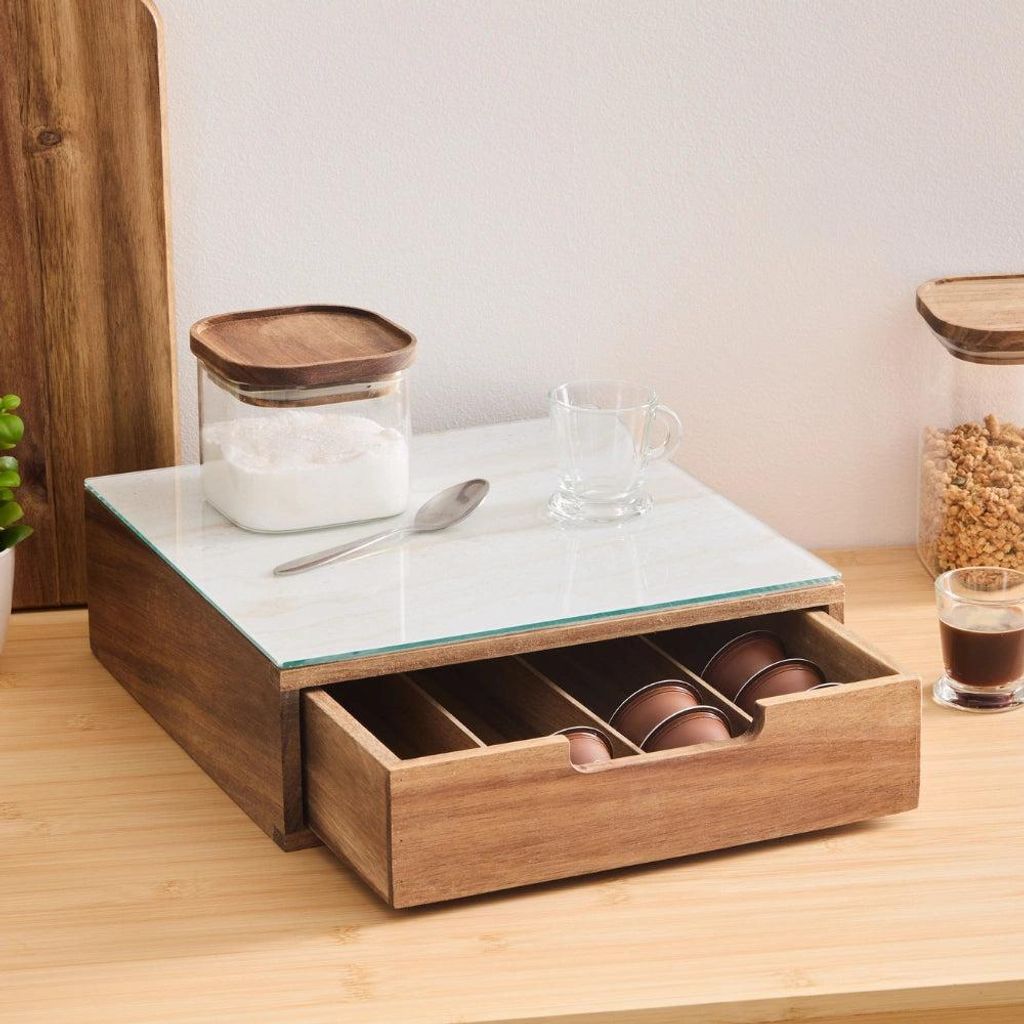 Portacapsule in acacia da 56 capsule - 5 five simply smart Immagine del prodotto 