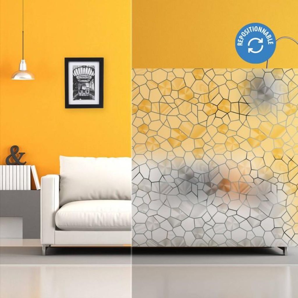 DIMEXACT - DIMEXACT dekoratives elektrostatisches Filmdesign mit gefrostetem geometrischem Muster, 1,20 m x 1,5 m, Roller -120 cm x 1.5 m - en Rouleau