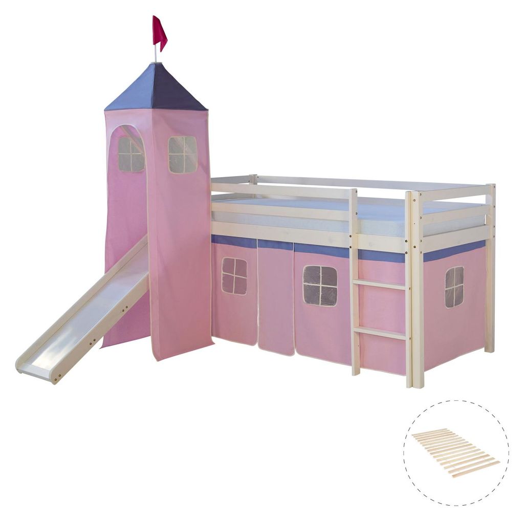 Lits superposé 90x200 cm avec Tour Toboggan Sommier à Image du produit 