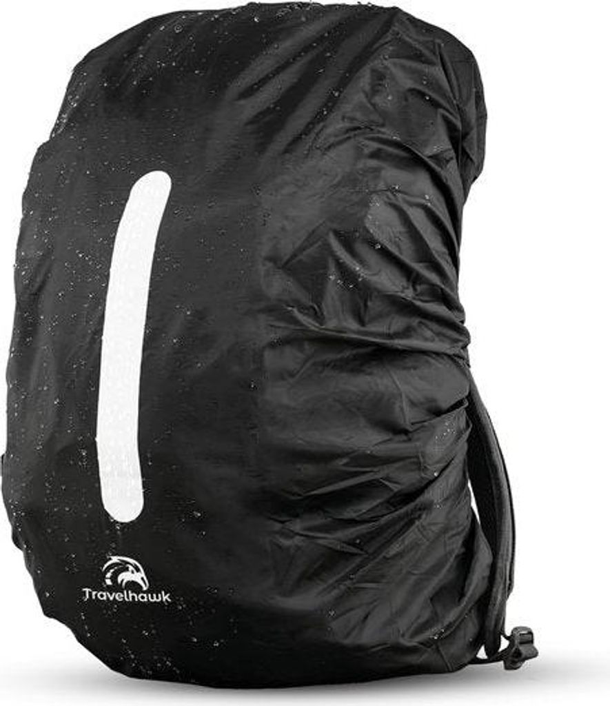 Travelhawk Regenhoes Rugzak Zwart – Waterdicht & Reflecterend