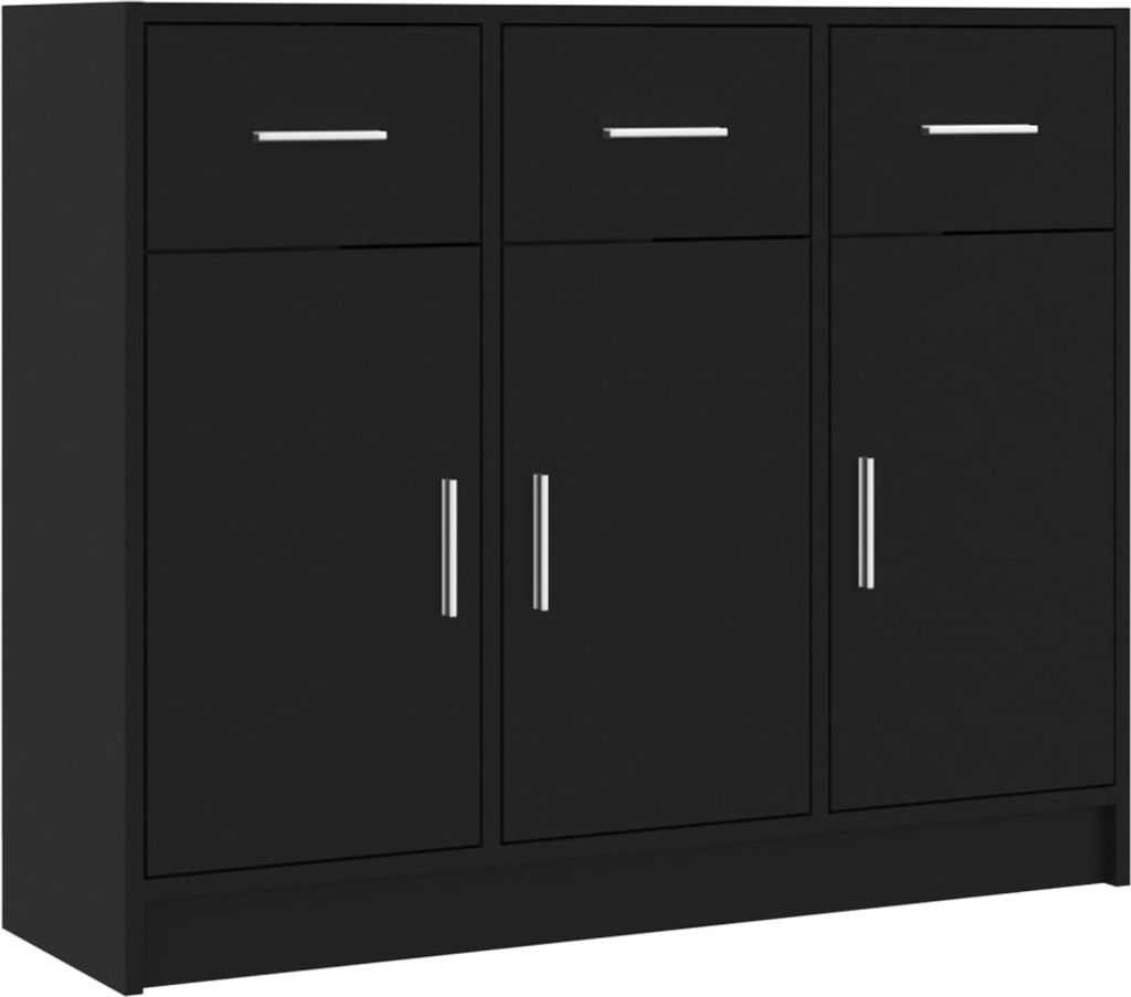 SYFAX Sideboard Schwarz 91x28x75 cm Holzwerkstoff