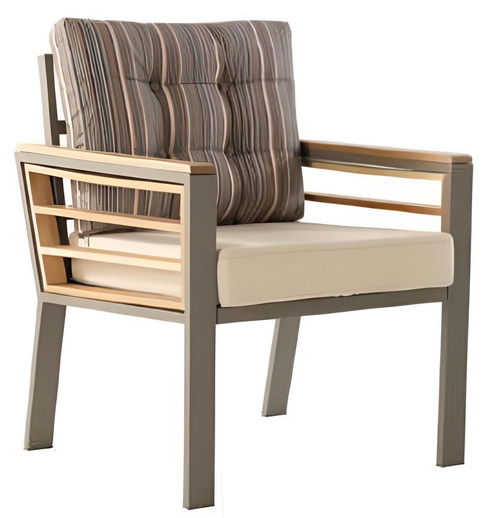 Terrassenset 3-Sitzer Sofa Sessel Tisch Metallgestell Holzplatte Neu