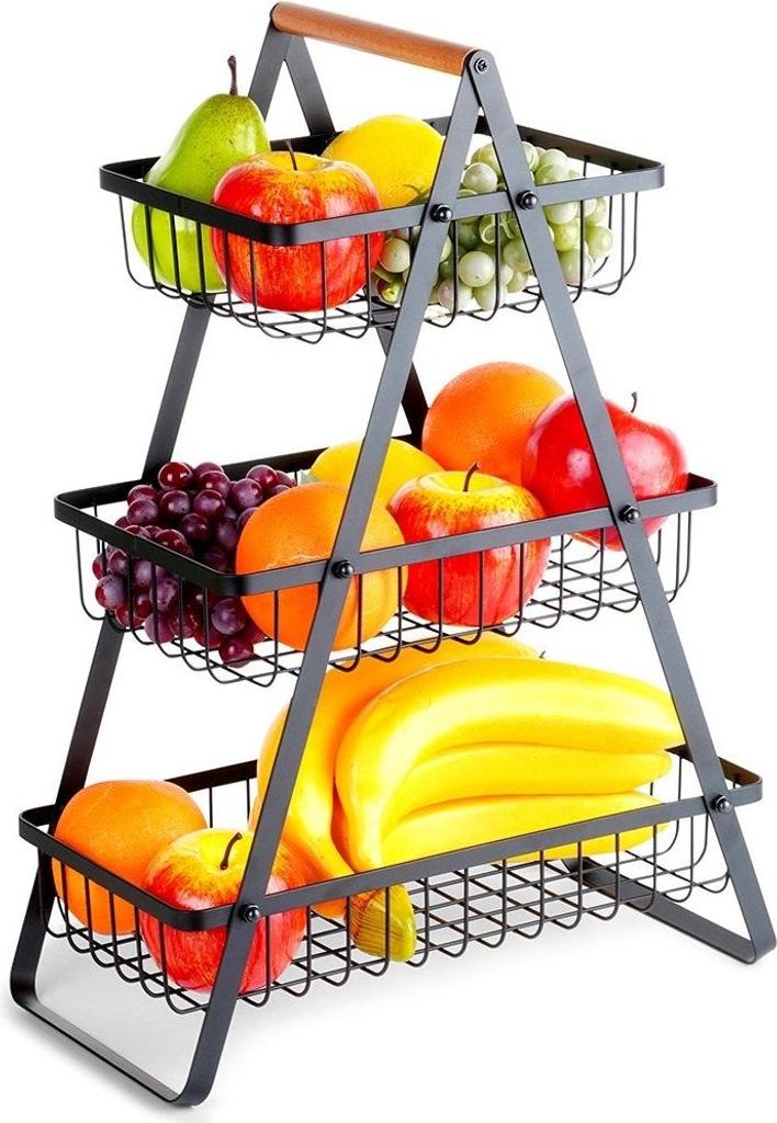 Dreistöckiger Obstkorb und Gemüsekorb im Loft-Stil Produktbild 
