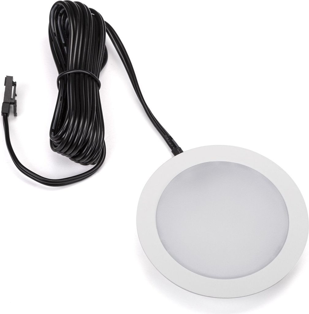 LED Einbaustrahler Giulia Möbeleinbauleuchte Einbauleuchte Spot Ultraslim / 12V / 3W / kaltweiß - 6000K / 65 x 12 mm / Gehäuse weiß