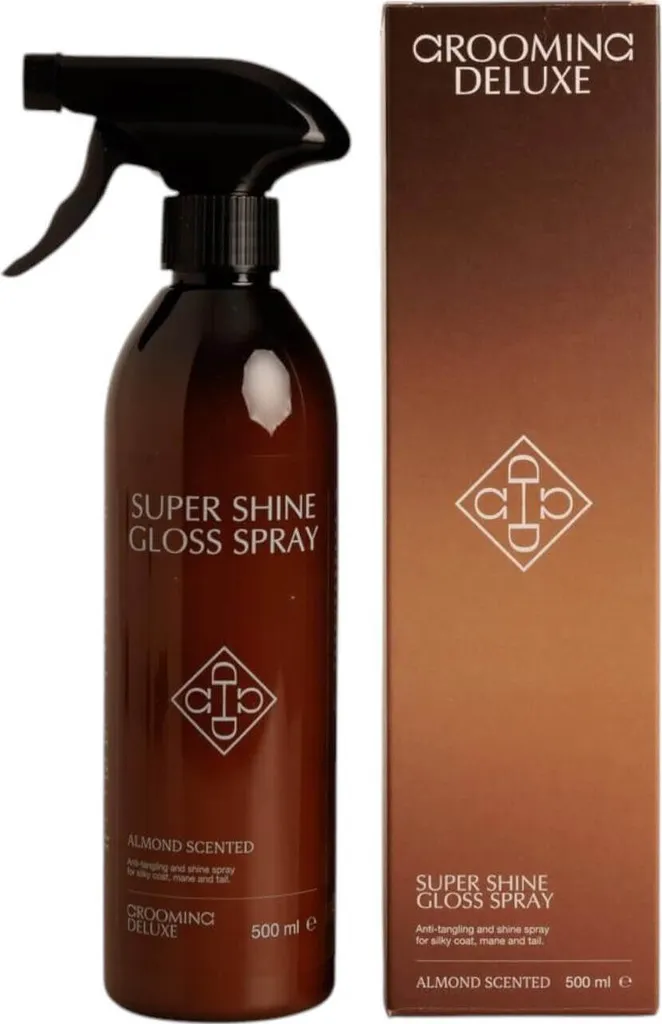 Spray Anti-Poussière Crinière Cheval Super Shine Gloss Almond Grooming Deluxe