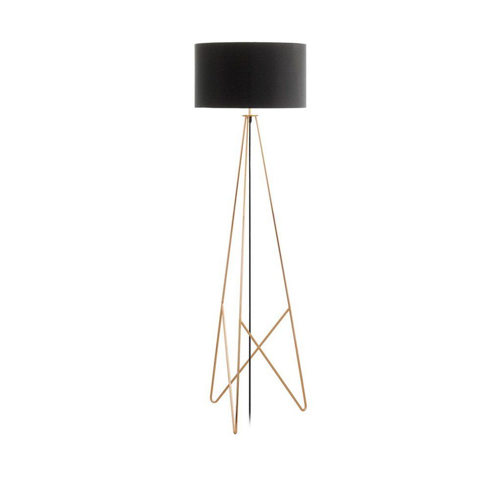 Design vloerlamp Camporale roodkoper met zwarte lampenkap Productafbeelding 