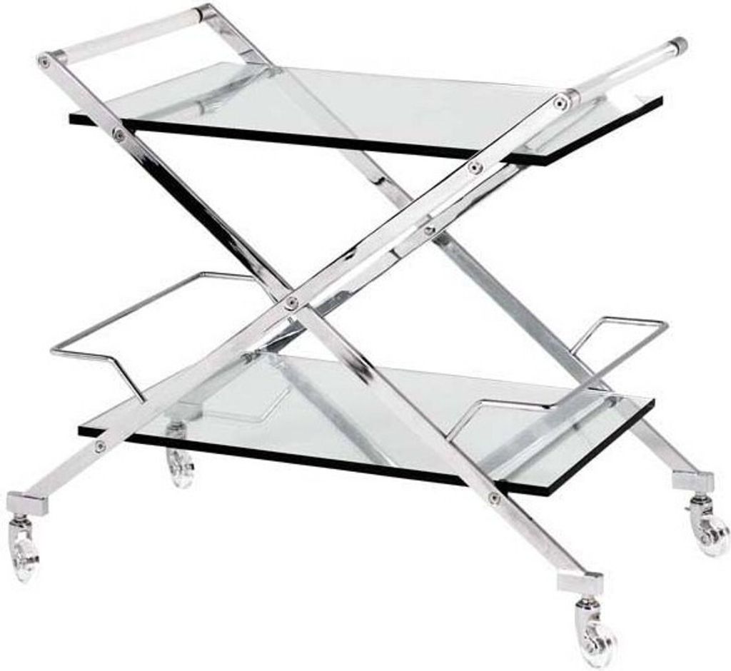 Casa Padrino Luxus Bar Trolley Servierwagen aus Edelstahl und Glas 77 x 48 x H. 76 cm - Luxus Hotel & Restaurant Einrichtung Möbel B!