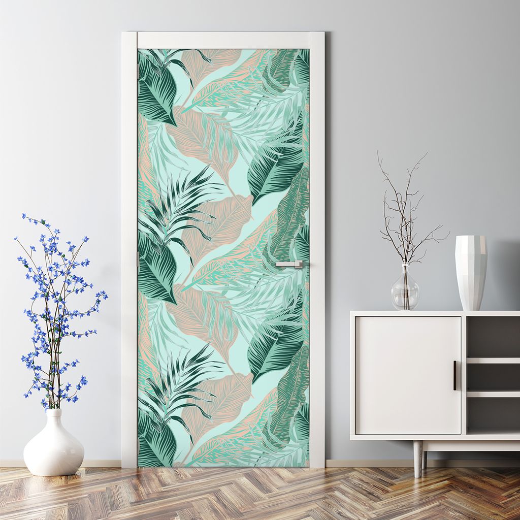 Dekorative Türtapete selbstklebend Klebefolie Türposter Türaufkleber Exotische Palmen 85 x 200 cm