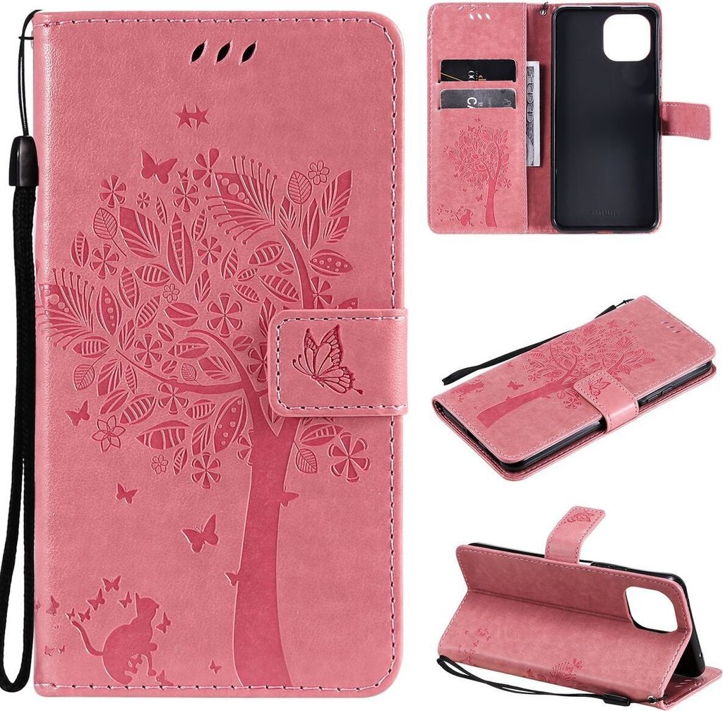 König Design Hülle kompatibel mit Xiaomi Mi 11 Lite Kunstleder Handyhülle - Handy Case Rosa