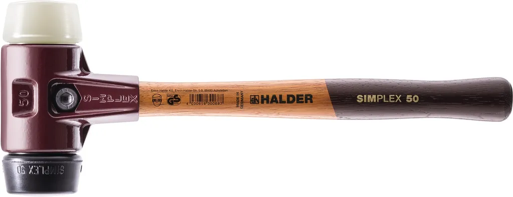 Mazza SIMPLEX Halder 30mm Gomma e Nylon | Martello Professionale 300mm