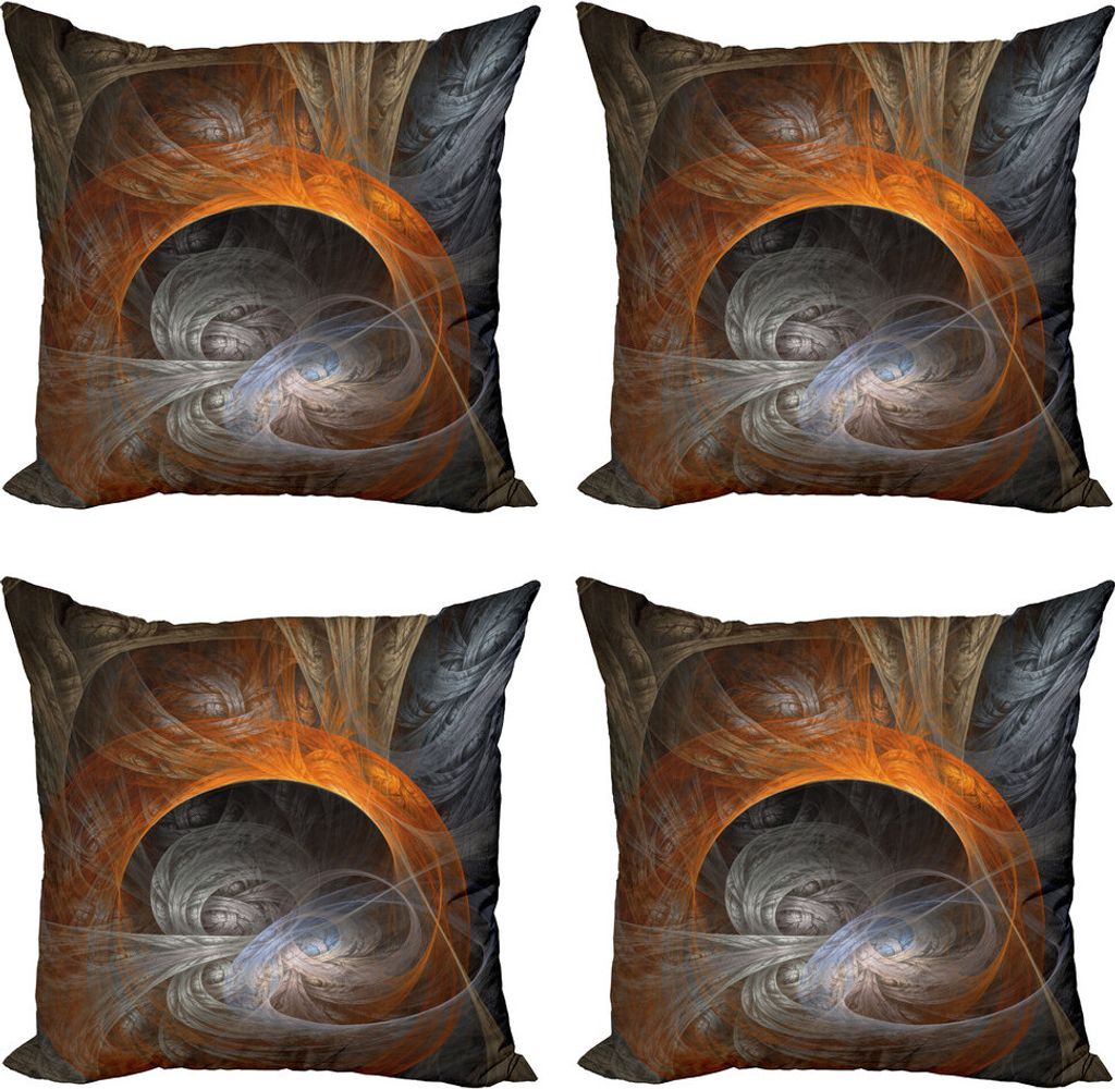 ABAKUHAUS Fractal Kissenbezug Set (4 Stück), Ethereal Fantasie Magie, Moderner Doppelseitiger Digitaldruck, 60 cm x 60 cm, Orange Tan