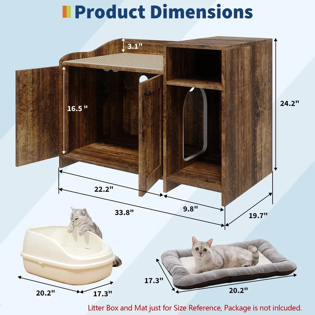 Cache litière pour chat intérieur marron rétro meuble d'appoint discret - 6