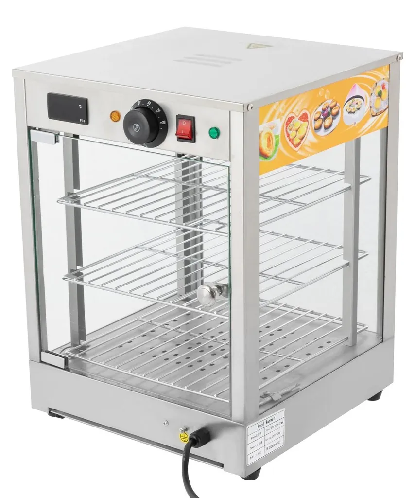Réchauffeur de plats professionnel 800W - Vitrine chauffante 3 niveaux Rouge