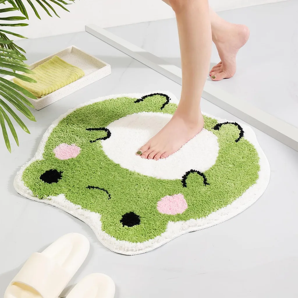 Tapis de douche grenouille en microfibre - Tapis de bain lavable