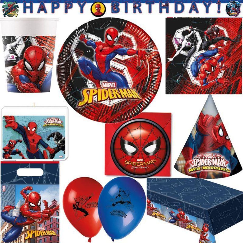 Partyset Spiderman Geburtstagsdeko Kindergeburtstag Party Produktbild 