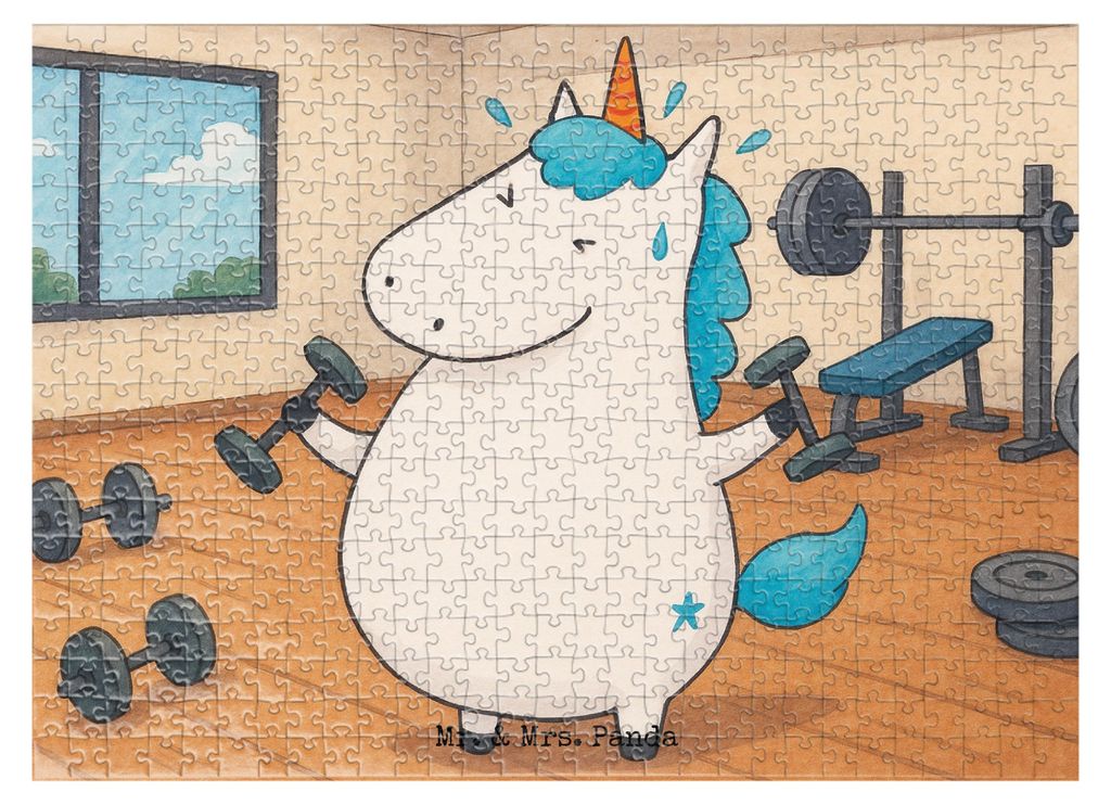 Mr. & Mrs. Panda Puzzle Einhorn Fitness Design 551 Teile - Weiß - Geschenk, Unicorn, 2000, Gym, Legespiel, Fitnessstudio, 1500, 300, Abnehmen, Ein...