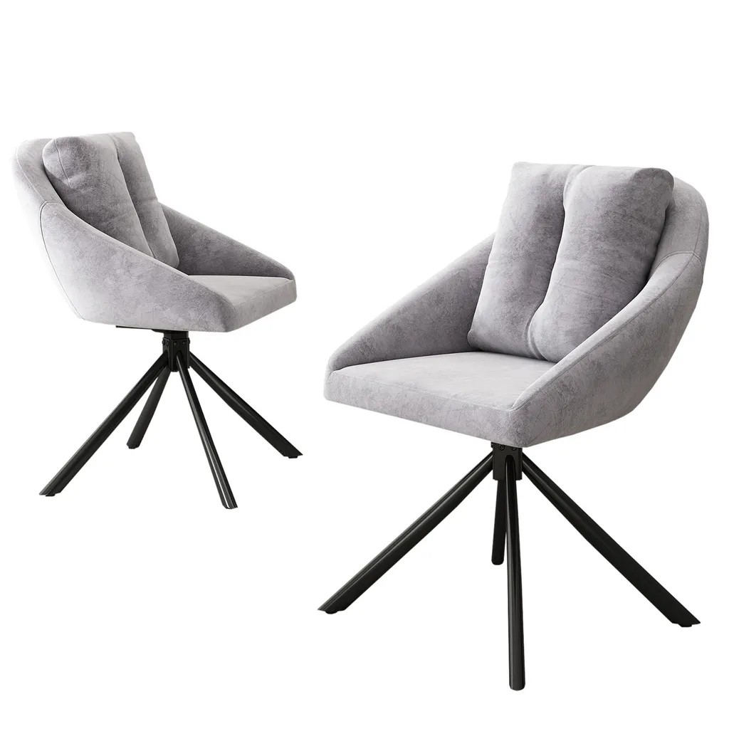 Chaise pivotante grise en velours : alliez confort dorsal et style