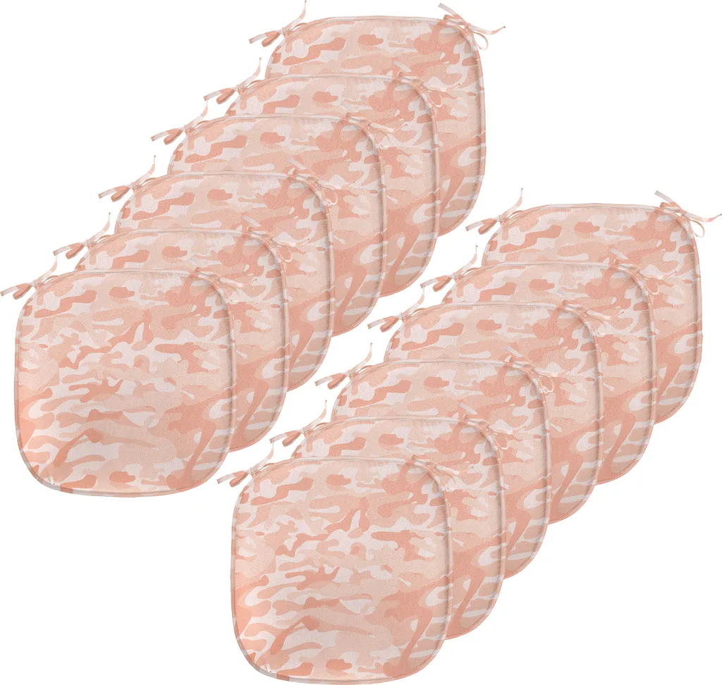ABAKUHAUS Rivestimenti per sedie da sala da pranzo, morbidi toni pesca, cuscini decorativi impermeabili con cinturini per sedie da cucina, 40 cm x 40 cm, confezione da 12, salmone pesca