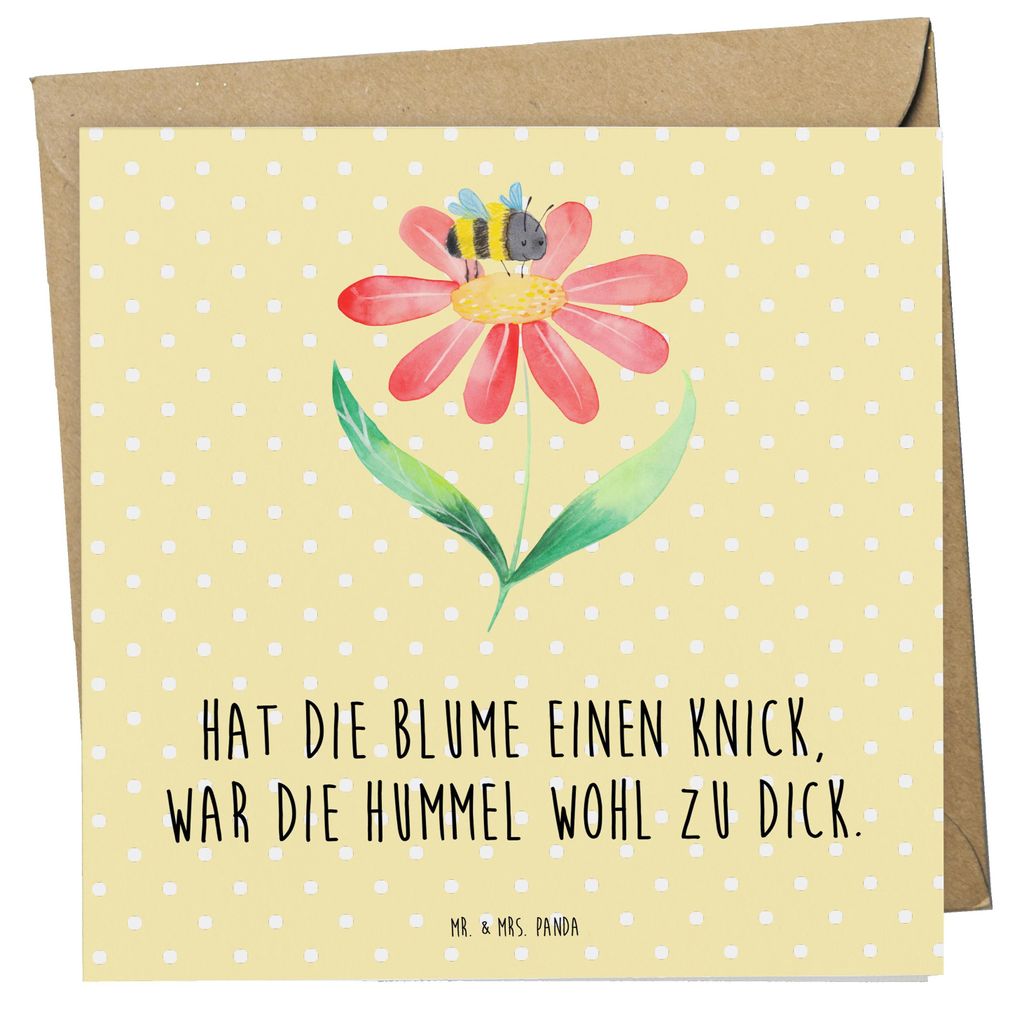 Mr. & Mrs. Panda Grußkarte Hummel Blume - Gelb Pastell - Geschenk, faltkarte, Natur, Lustige Sprüche, Wespe, doppelkarte, Biene, Klappkarte, anla...