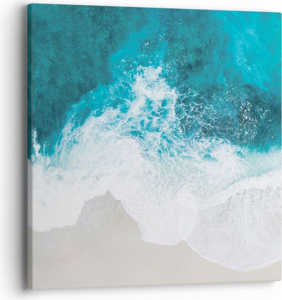 Bild auf Leinwand - Leinwandbild - Einteilig - Luftaufnahmen Strand Welle - 40x40cm - Wand Bild - Wanddeko - Wandbilder - Leinwanddruck - Bilder - ...